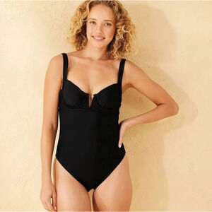Shade & Shore Black Underwire High Leg One-Piece X-small NWT